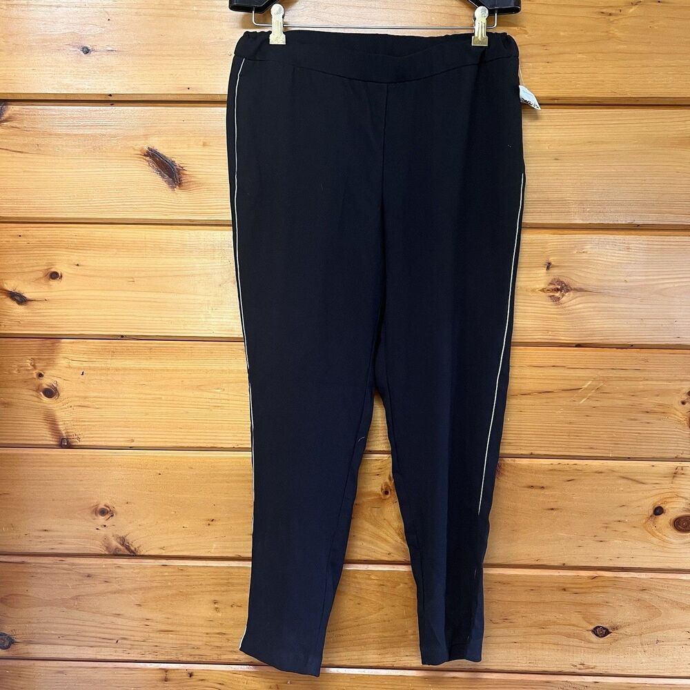 New Cynthia Rowley Women's Black Pull On Casual Pants Ankle Sz 8 Elastic Waist